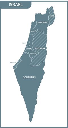The detailed map of the Israel with regionsのイラスト素材