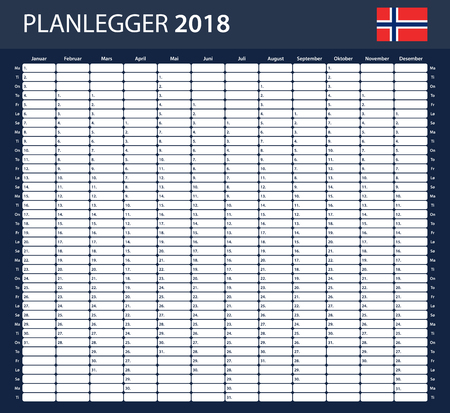 Norwegian Planner blank for 2018. Scheduler, agenda or diary template.のイラスト素材