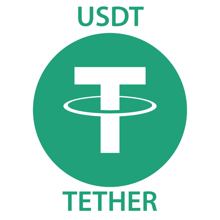 Tether cryptocurrency blockchain icon. Virtual electronic, internet money or cryptocoin symbolのイラスト素材
