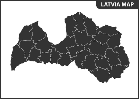 The detailed map of Latvia with regions or states. Administrative divisionのイラスト素材