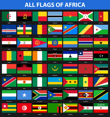 Set of flags of all African countries. Flat styleのイラスト素材