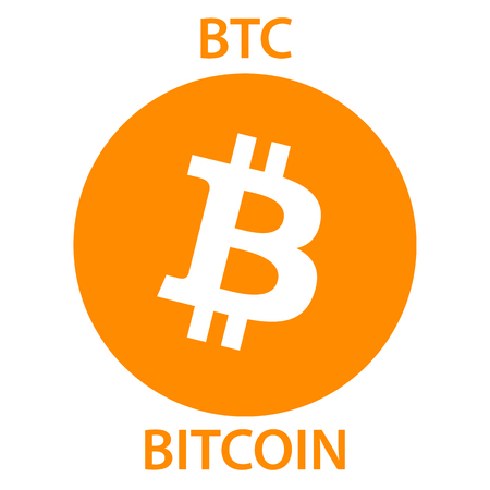 Bitcoin cryptocurrency blockchain icon. Virtual electronic, internet money or cryptocoin symbolのイラスト素材