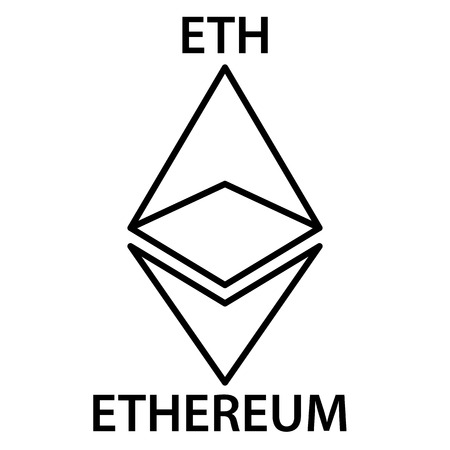 Ethereum cryptocurrency blockchain icon. Virtual electronic, internet money or cryptocoin symbol, logoのイラスト素材