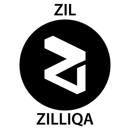 Zilliqa Coin cryptocurrency blockchain icon. Virtual electronic, internet money or cryptocoin symbol, logoのイラスト素材