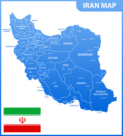 The detailed map of Iran with regions or states and cities, capital. Administrative division.のイラスト素材