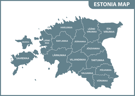 The detailed map of Estonia with regions or states. Administrative divisionのイラスト素材