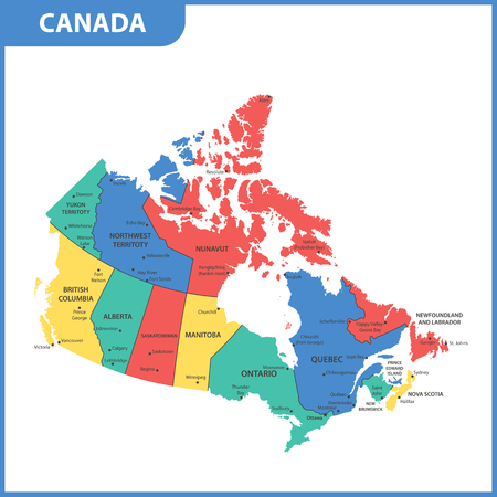 The detailed map of the Canada with regions or states and cities, capitalsのイラスト素材