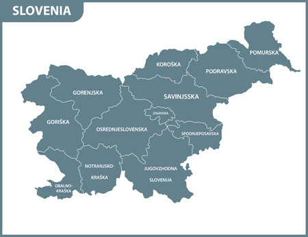 The detailed map of Slovenia with regions or states. Administrative divisionのイラスト素材