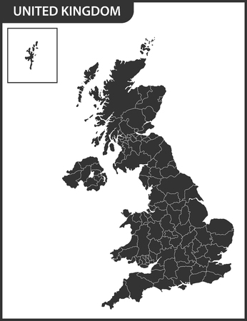 The detailed map of the United Kingdom with regions or states. Actual current relevant UK, Great Britain administrative devision.のイラスト素材