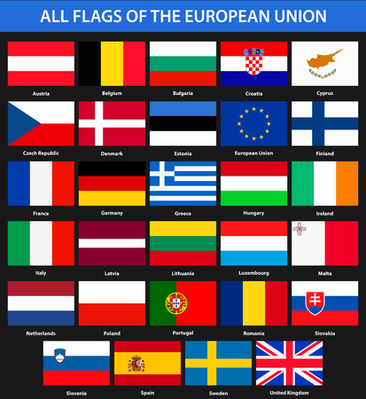All flags of the countries of the European Union. Flat style.のイラスト素材