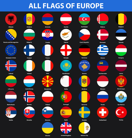 Flags of all countries of Europe. Flat styleのイラスト素材