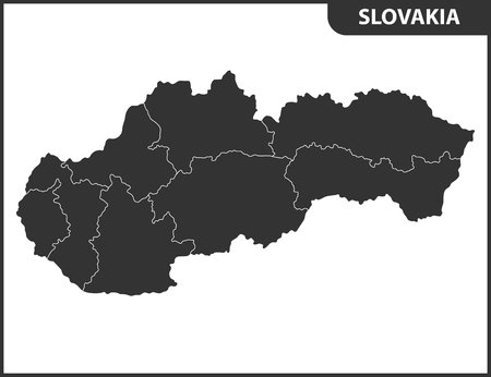 The detailed map of Slovakia with regions or states. Administrative divisionのイラスト素材