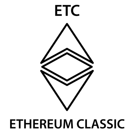 Ethereum classic cryptocurrency blockchain icon. Virtual electronic, internet money or cryptocoin symbol.のイラスト素材