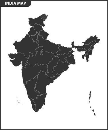 The detailed map of the India with regions or states. Administrative division.のイラスト素材