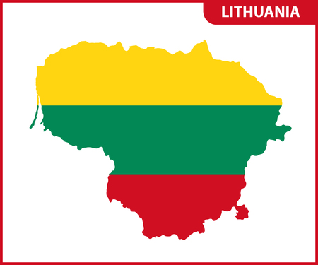 The detailed map of Lithuania with National Flagのイラスト素材