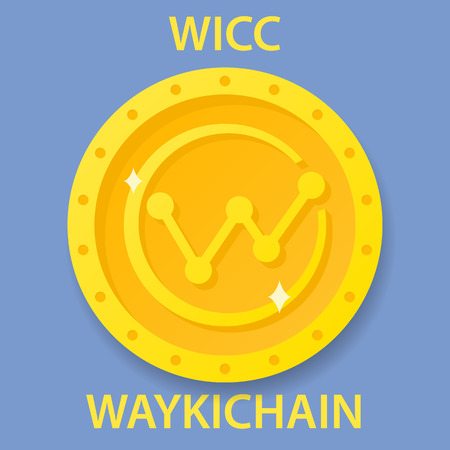 WaykiChain Coin cryptocurrency blockchain icon. Virtual electronic, internet money or cryptocoin symbol, logoのイラスト素材