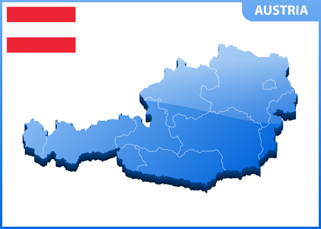 Highly detailed three dimensional map of Austria with regions borderのイラスト素材