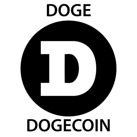 Dogecoin cryptocurrency blockchain icon. Virtual electronic, internet money or cryptocoin symbol, logoのイラスト素材