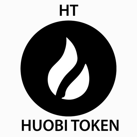 Huobi Token Coin cryptocurrency blockchain icon. Virtual electronic, internet money or cryptocoin symbol, logoのイラスト素材