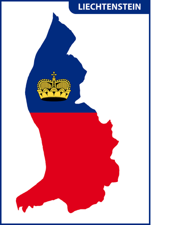The detailed map of Liechtenstein with National Flagのイラスト素材