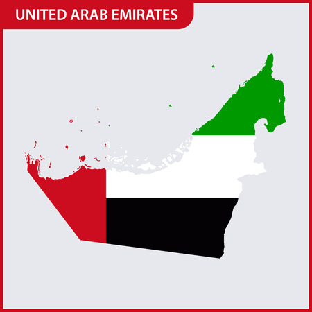 The detailed map of United Arab Emirates with National Flagのイラスト素材