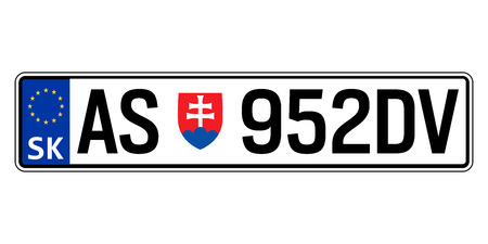 Slovakia car plate. Vehicle registration numberのイラスト素材