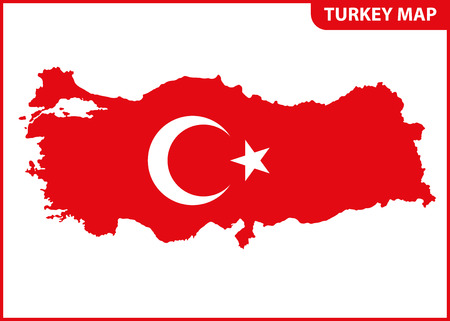 The detailed map of Turkey with National Flagのイラスト素材