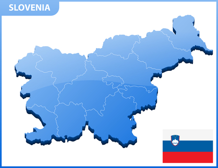 Highly detailed three dimensional map of Slovenia. Administrative division.のイラスト素材