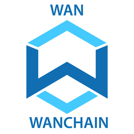 WanChain Coin cryptocurrency blockchain icon. Virtual electronic, internet money or cryptocoin symbol, logoのイラスト素材