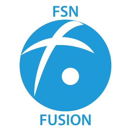 Fusion Coin cryptocurrency blockchain icon. Virtual electronic, internet money or cryptocoin symbol, logoのイラスト素材