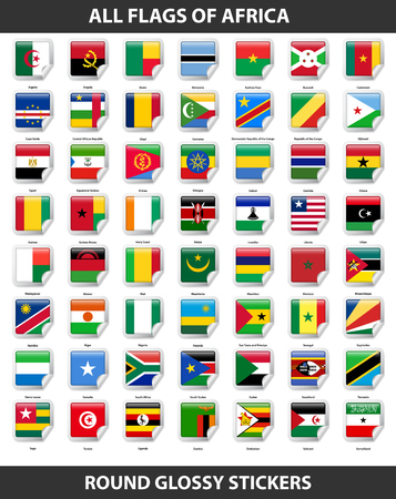 Flags of all countries of Africa. Round Glossy Stickersのイラスト素材