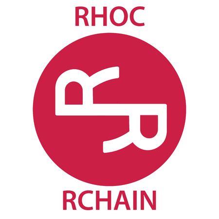 Rchain Coin cryptocurrency blockchain icon. Virtual electronic, internet money or cryptocoin symbol, logoのイラスト素材