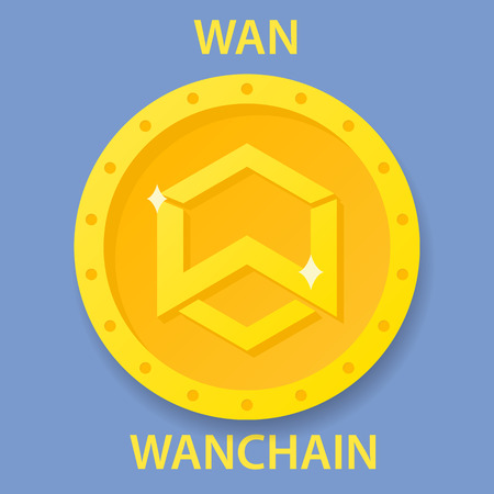 WanChain Coin cryptocurrency blockchain icon. Virtual electronic, internet money or cryptocoin symbol, logoのイラスト素材