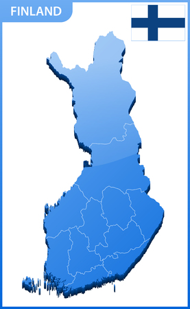 Highly detailed three dimensional map of Finland. Administrative division.のイラスト素材