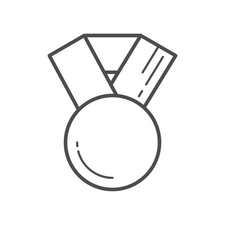 Medal, badge or award with ribbons. Flat line vector iconのイラスト素材