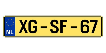 Netherlands car plate. Vehicle registration numberのイラスト素材