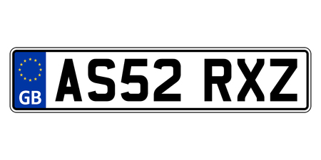 Great Britain, United Kingdom car plate. Vehicle registration numberのイラスト素材