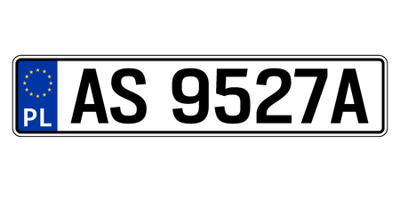 Poland car plate. Vehicle registration numberのイラスト素材