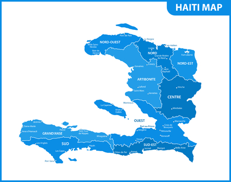 The detailed map of Haiti with regions or states and cities, capital. Administrative division.のイラスト素材