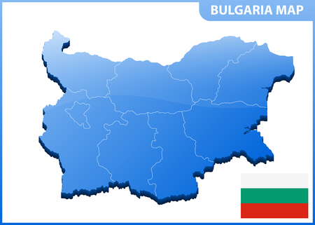 Highly detailed three dimensional map of Bulgaria with regions borderのイラスト素材