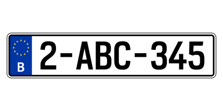 Belgium car plate. Vehicle registration numberのイラスト素材