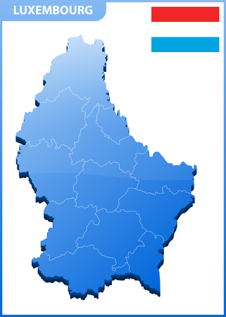 Highly detailed three dimensional map of Luxembourg with regions borderのイラスト素材