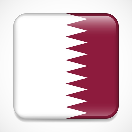 Flag of Qatar. Square glossy badgeのイラスト素材