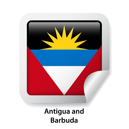 Flag of Antigua and Barbuda. Round glossy stickerのイラスト素材