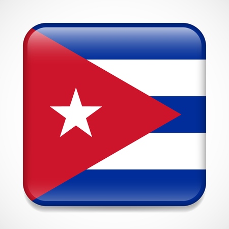 Flag of Cuba. Square glossy badgeのイラスト素材