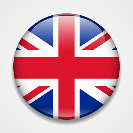 Great Britain, United Kingdom, England flag. Round glossy badgeのイラスト素材