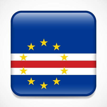 Flag of Cabo Verde. Square glossy badgeのイラスト素材
