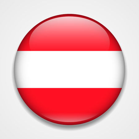Flag of Austria. Round glossy badgeのイラスト素材
