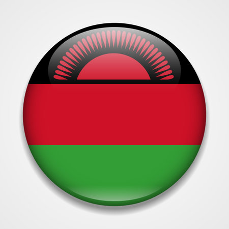 Flag of Malawi. Round glossy badgeのイラスト素材
