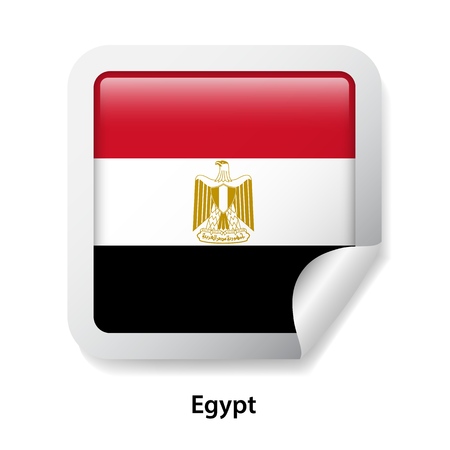 Flag of Egypt. Round glossy stickerのイラスト素材